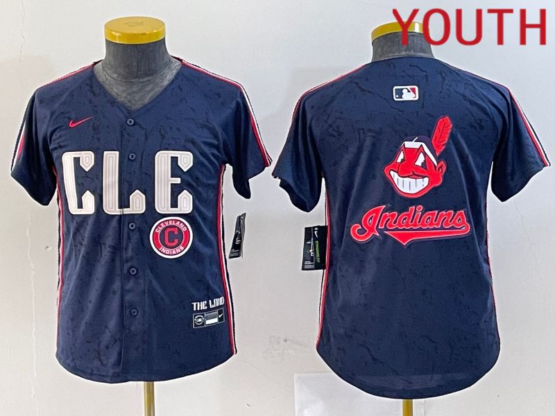 Youth Cleveland Indians Blank Blue City Edition Nike 2024 MLB Jersey style 6
